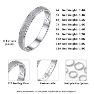 ChicSilver 925 Sterling Silver Sandblast Finish Rings Classic Simple Tarnish Resistant Comfort Fit Wedding Band 3mm Ring Size 10