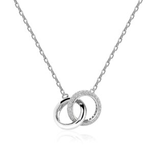 GELVTIC 925 Sterling Silver Necklaces for Women Fashion Dainty Pendant Necklace 18K White Rose Gold Plated Necklace CZ Jewelry Simple Trendy Rhinestone Necklaces Valentine Christmas Gift for Mother Mom Best Friend Bridesmaid,18” (07-Silver)