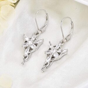 JO WISDOM Women Arwen Evenstar Earrings,925 Sterling Silver Leverback Dangle & Drop Earrings with 5A Cubic Zirconia,Elvish Jewelry for Women