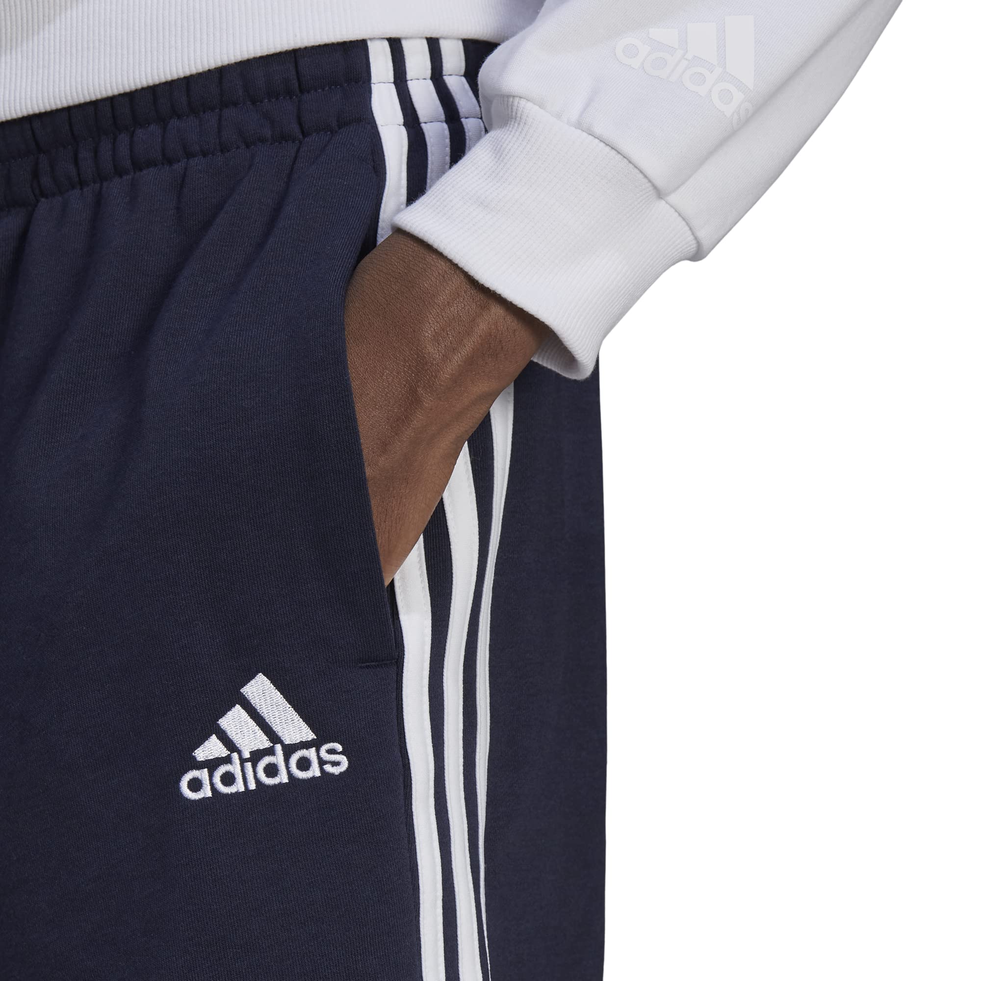 adidas mens 3-Stripes French Terry Shorts Ink/White X-Small/Long