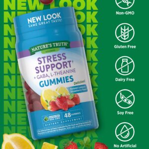 Stress Relief Gummies for Adults | with Gaba, L Theanine and Lemon Balm | Lemon Strawberry Gummies | Non-GMO, Gluten Free Supplement | by Nature's Truth