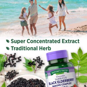 Black Elderberry Immune Complex | 60 Chewable Tablets | Plus Vitamin C & Zinc | Natural Mixed Berry Flavor | Vegetarian, Non-GMO, and Gluten Free Formula | By Nature's Truth