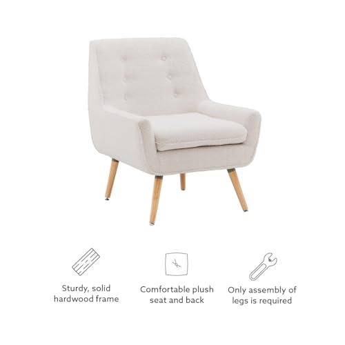 Linon Ivory Sherpa Accent Reid Chair, White