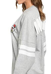 Disney Womens Long Sleeve Jersey Oversized Minnie Mouse (Heather Grey, Large)