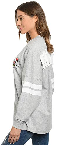 Disney Womens Long Sleeve Jersey Oversized Minnie Mouse (Heather Grey, Large)