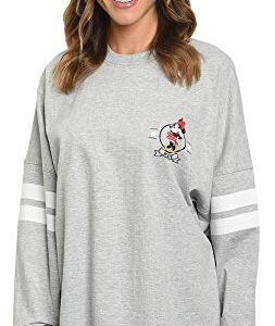 Disney Womens Long Sleeve Jersey Oversized Minnie Mouse (Heather Grey, Large)