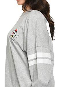 Disney Womens Long Sleeve Jersey Oversized Minnie Mouse (Heather Grey, Large)