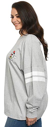 Disney Womens Long Sleeve Jersey Oversized Minnie Mouse (Heather Grey, Large)