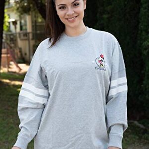 Disney Womens Long Sleeve Jersey Oversized Minnie Mouse (Heather Grey, Large)