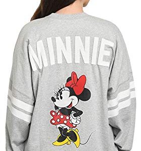 Disney Womens Long Sleeve Jersey Oversized Minnie Mouse (Heather Grey, Large)