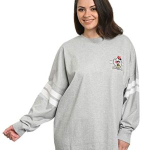 Disney Womens Long Sleeve Jersey Oversized Minnie Mouse (Heather Grey, Large)