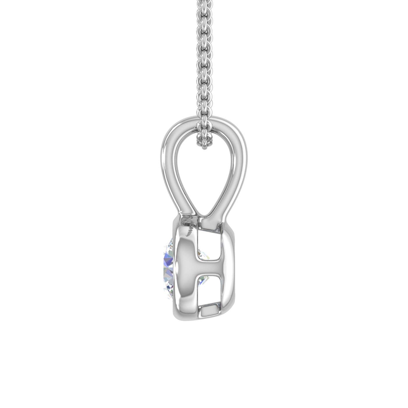 FINEROCK 1/3 Carat Diamond Solitaire Pendant Necklace in 14K White Gold (Included Silver Chain)