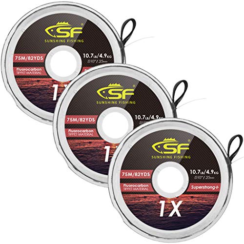 SF Clear Fluorocarbon Tippet Line with Holder Fly Fishing Tippets Leaders Trout 75M # 1X 3 Pcs