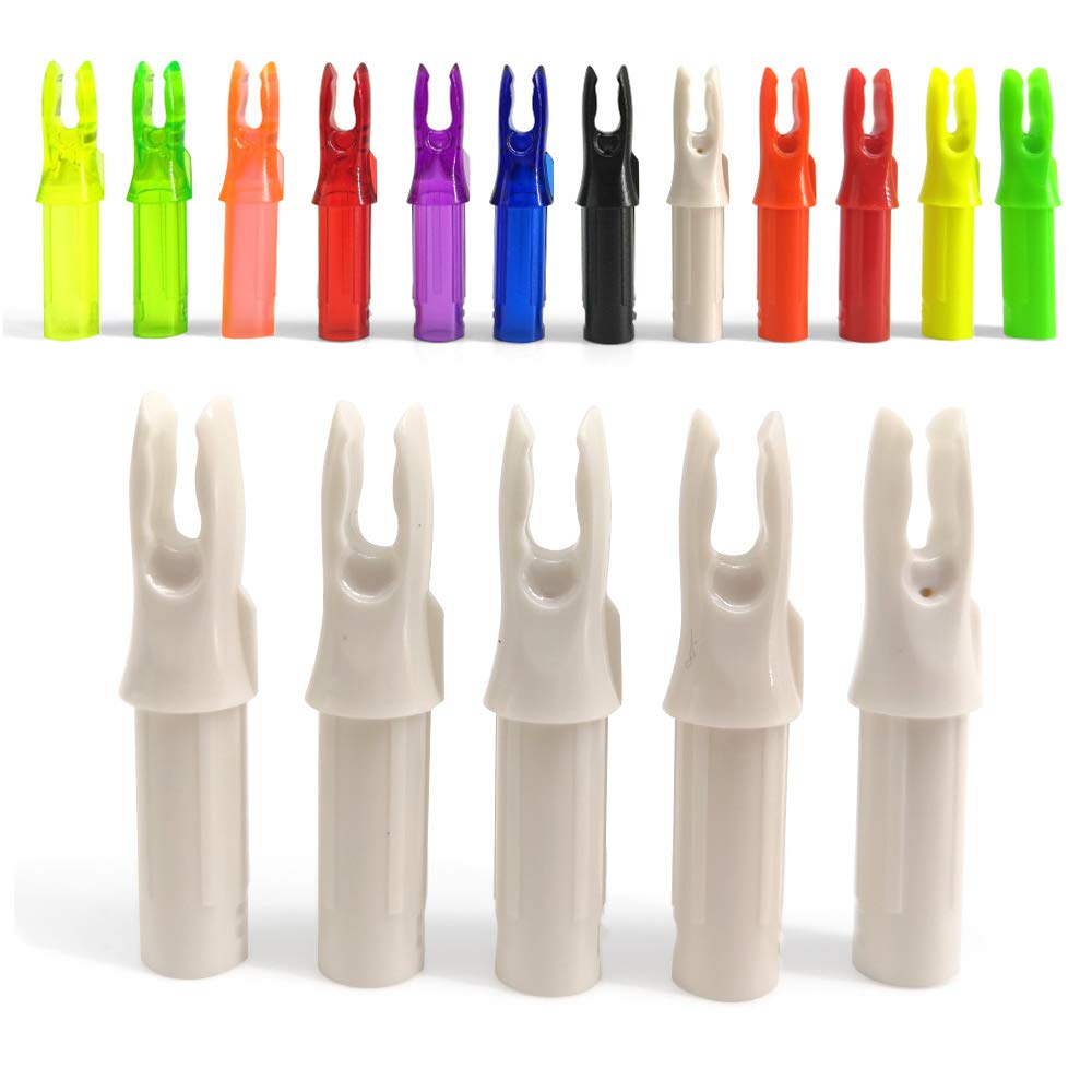 ZSHJGJR 50 Pack Archery Arrow Nock ID 6.2mm/.244" Plastic Insert Arrow Nocks Tail for DIY Hunting Shooting Arrows (White)