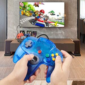 KIWITATA Classic N64 Controller, Retro N64 Wired Game Pad Joystick Remote Controller for N64 System Video Games Console Clear Blue