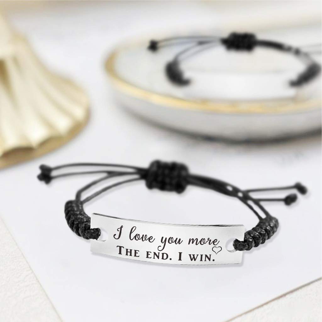 SOUSYOKYO 2pcs Couple Love Bracelet, I Love You Most More The End I Win Matching Girlfriend and Girlfriend Stuff Cool Meaningful Gifts