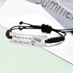 Sympathy Gifts for Loss Of Mom, Memorial Gifts for Loss of Mother - I Used To Be Her Angel Now She'S Mine Mom Bracelet Momory