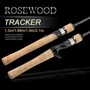 Rosewood 1.5m/1.68m/1.8m/2.1m Ultra Light Solid tip Spinning Fishing Rod Casting Poles (Casting Rod, 2.1m)