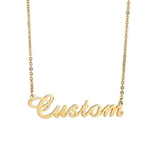 flowshey custom name necklace personalized gift necklace 18k gold plated nameplate jewelry for women