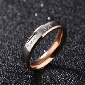 PAURO Couple's Stainless Steel Jewelry Foever Love Retro Engagement Wedding Band Promise Ring with Zirconia Women Size 7