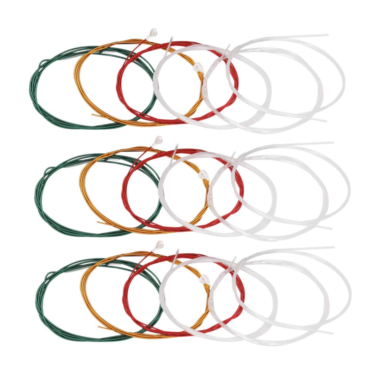 Colorful Classical Guitar Strings 3 full sets Clear Nylon for E-1st B-2nd G-3rd and Nylon Core Colorful Coated Copper Alloy Wound for D-4th A-5th E-6th