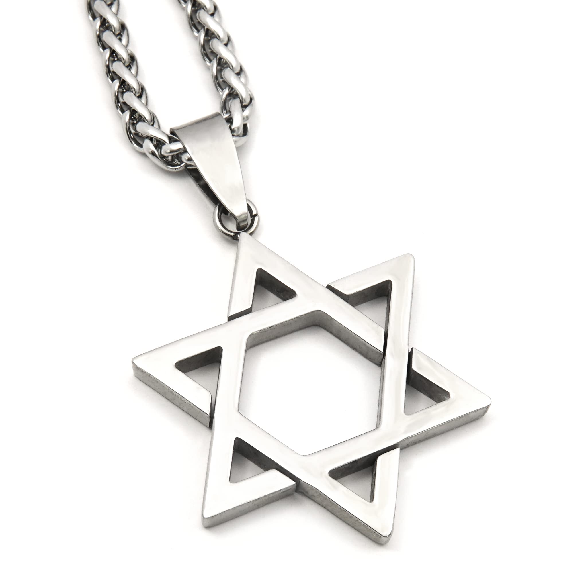 Gungneer David Star Necklace Stainless Steel Keel Chain Religious Protection Pendant Jewish Jewelry Men Women