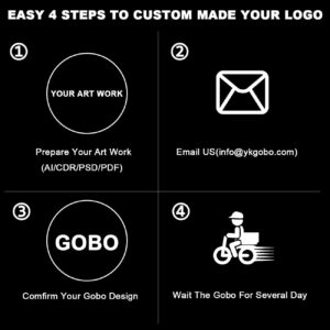 YKGOBO LED Logo GOBO Projector with Manual Zoom DJ Effect Light Including Free Custom Glass GOBO to Project Image for Hotel Company Store Wedding Advertising Indoor Use (Black)