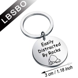 CENWA Geology Gift Geologist Jewelry Easily Distracted by Rocks Keychain Geology Professor Gift Geology Student Gift (Rocks Keychain)