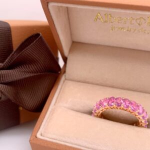 5.7ct Natural Pink Sapphire Eternity Ring 18kt Rose Gold Band for Women Size 4.5 to 8 | Ideal for Weddings, Engagement, Bridal Set, Valentine’s Day, Anniversary & Birthday Gift (4.5, Pink-Sapphire)