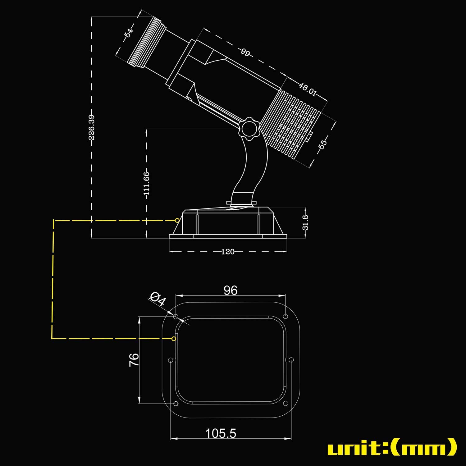 YKGOBO LED Logo GOBO Projector with Manual Zoom DJ Effect Light Including Free Custom Glass GOBO to Project Image for Hotel Company Store Wedding Advertising Indoor Use (Black)