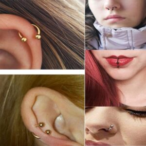 Anicina Pretty Nose Rings 16G Stainless Steel Nose Hoops Cubic Zirconia Septum Clicker Ear Tragus Helix Conch Earring Body Piercing Jewelry