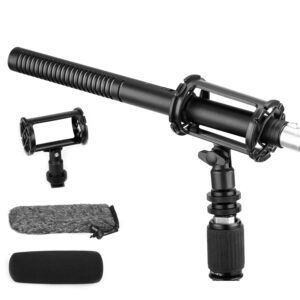 boya xlr shotgun microphone by-bm6060, super-cardioid condenser mic with 24 48v phantom power for camera camcorder film interview tv program recording podcast