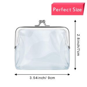 3 Pieces Clear Coin Purse Small Clear Wallet for Women Transparent Change Purse Kiss Lock Plastic PVC Coin Wallet(Silver)