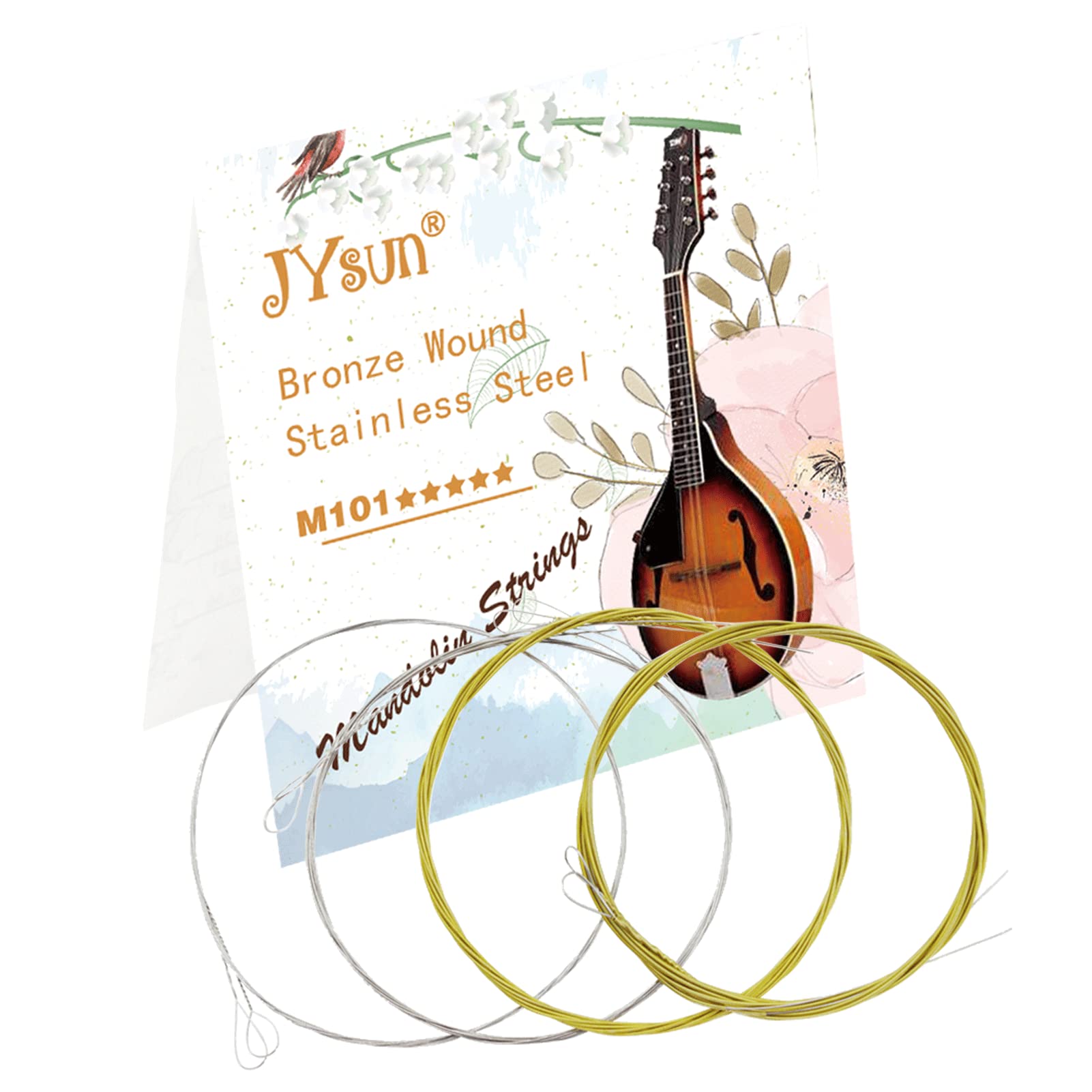 Mandolin Strings 3 Full Sets Stainless Steel Core Bronze Wound & 1PC 3 in 1 Restringing Tool including String Winder String Cutter Pin Puller & 1PC Capo & 10PCS Picks