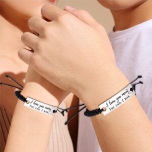 SOUSYOKYO 2pcs Couple Love Bracelet, I Love You Most More The End I Win Matching Girlfriend and Girlfriend Stuff Cool Meaningful Gifts