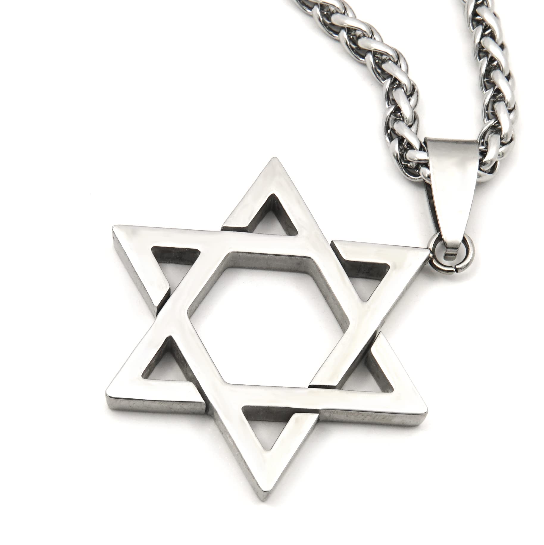 Gungneer David Star Necklace Stainless Steel Keel Chain Religious Protection Pendant Jewish Jewelry Men Women