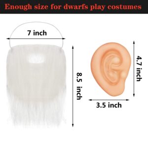 Geyoga 21 Pieces Halloween Dwarf Costumes Accessories, Dwarf Costume Hats with Fake Beard, Fake Ears for Christmas Costumes Party Gnome Costumes for Age over 6