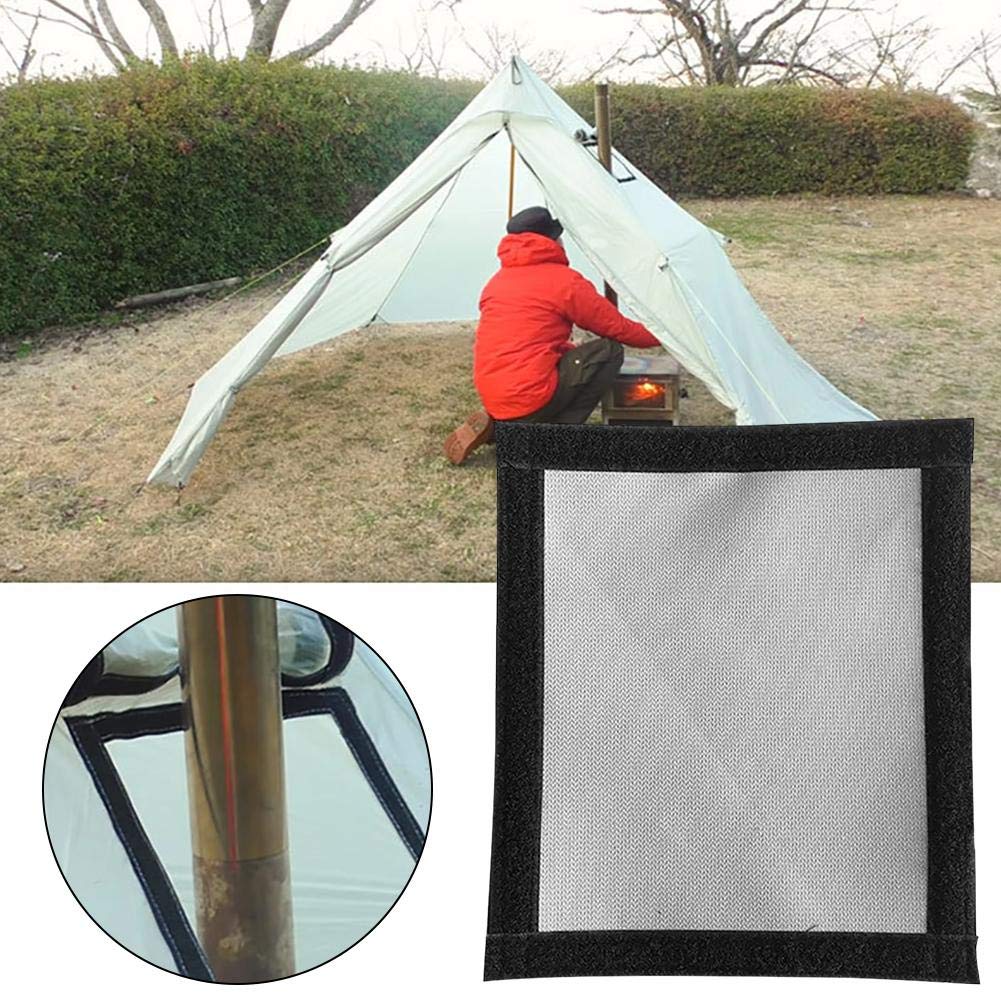 Hot Tent Stove Jack Tent Highly Flame-Retardant Firewood Stove Furnace Pipe Fireproof Anti-Scald Protection Ring Hot Tent Stove Jack（9 X 7.8 Inch）