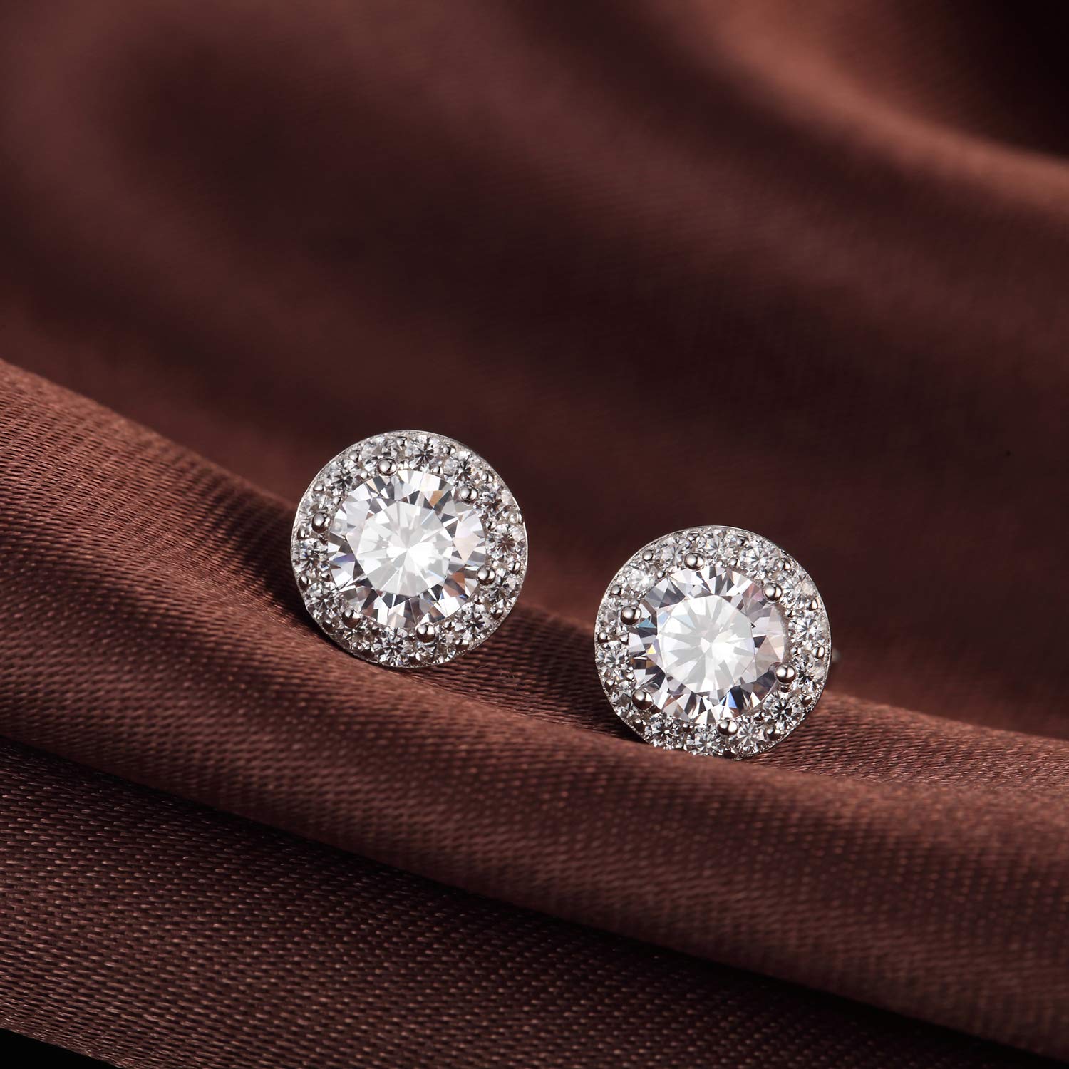 Halo Earrings Halo CZ Earrings Halo Stud Earrings Halo Diamond Earrings Halo Cubic Zirconia Earrings Diamond Earrings Studs Sterling Silver Halo Earrings for Women Diamond Studs Halo Diamond Studs