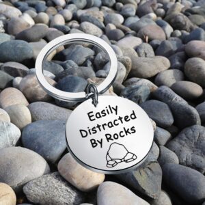 CENWA Geology Gift Geologist Jewelry Easily Distracted by Rocks Keychain Geology Professor Gift Geology Student Gift (Rocks Keychain)