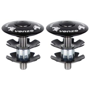 cyclingdeal venzo bike bicycle fork tube lightweight alloy star nut 1-1/8" with headset cap kits - 2 pack