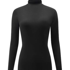 Kindcall Long Sleeve Mock Turtleneck Stretch Slim T Shirt Layer Top Black Medium