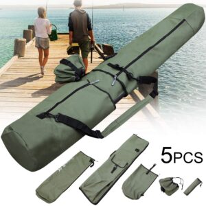 Sougayilang Fishing Rod Bag Canvas Rod Case Organizer Pole Storage Bag Fishing Rod and Reel Carrier Organizer for Travel, Gift for Father, Boyfriend and Family