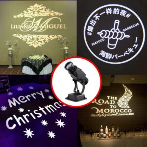 YKGOBO LED Logo GOBO Projector with Manual Zoom DJ Effect Light Including Free Custom Glass GOBO to Project Image for Hotel Company Store Wedding Advertising Indoor Use (Black)