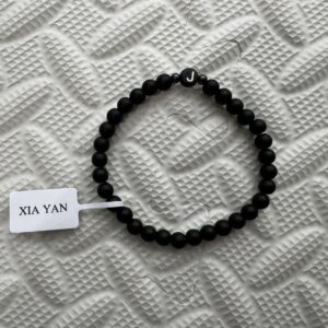 XIA YAN 6mm Black Onyx and White Howlite Handmade Letter Beads Bracelets for Women Men Initial Bracelets Gifts for Women Men (Couples Bracelets,Friendship bracelets)