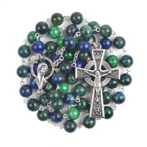 Woodington's Irish Celtic Catholic Christian Lapis Green 8mm Stone Rosary Beads