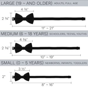 Bow Tie House Mens Pre-Tied Soft Crape Bow Tie for Wedding Formal Events Solid Tuxedo (Large, Black)