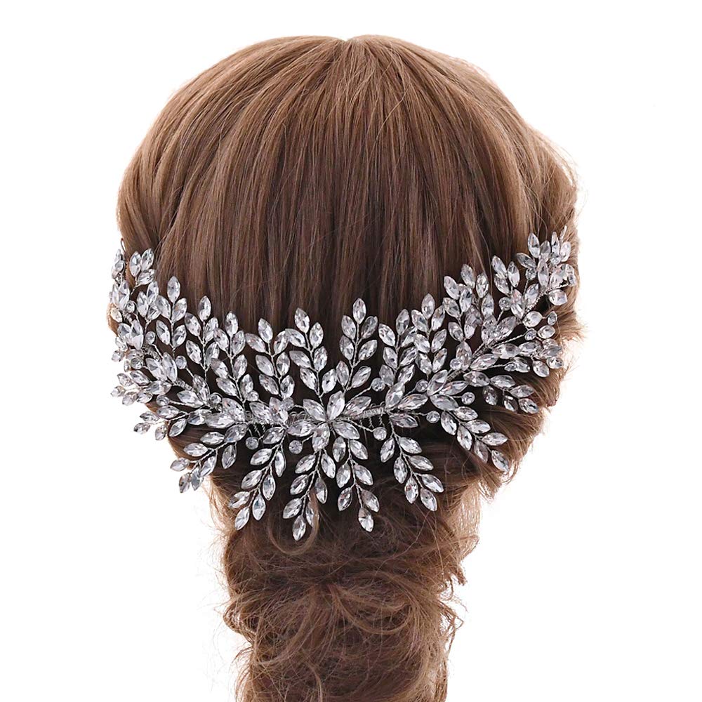 ZHENM Silver Wedding Hair Comb Bridal Headband Rhinestone Hair Accessories for Brides and Bridesmaids