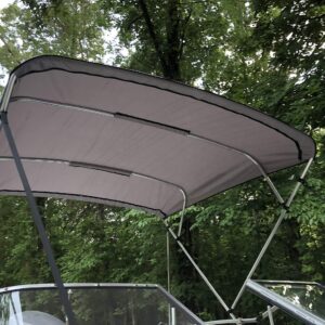 Cypress Rowe Outfitters Complete Bimini Top Kit, Frame, Canvas, Hardware, 10'L x 8'W Grey, 4 Bow, fits from 91"-96" Wide