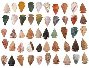 kvk crystals lot of 50 indian arrowheads agate chert flint new project points 1 1/2" l